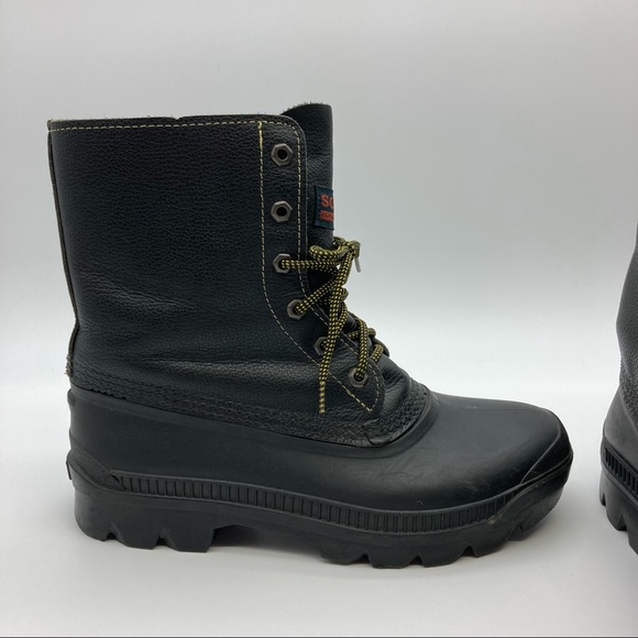 Sorel Men’s Leather Rubber Black Yellow Laces Boots Size 9 main image 12